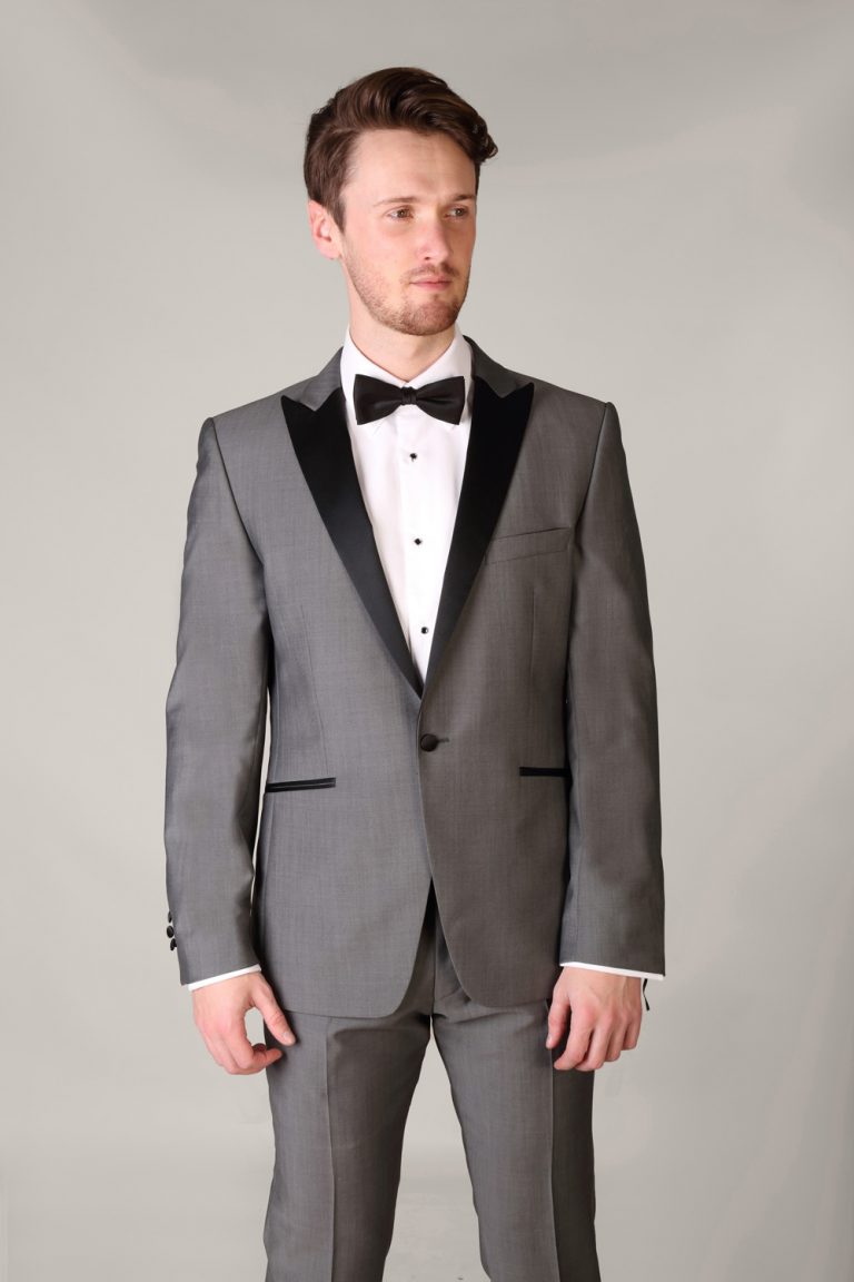 Grey Tuxedo with Silk Low Cut Vest - Tom Murphy's Formal and Menswear