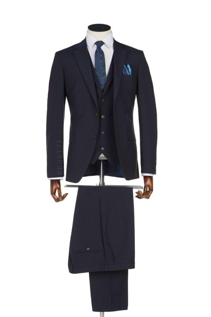 Dice Navy Check 3 Piece Suit - Tom Murphy's Formal and Menswear