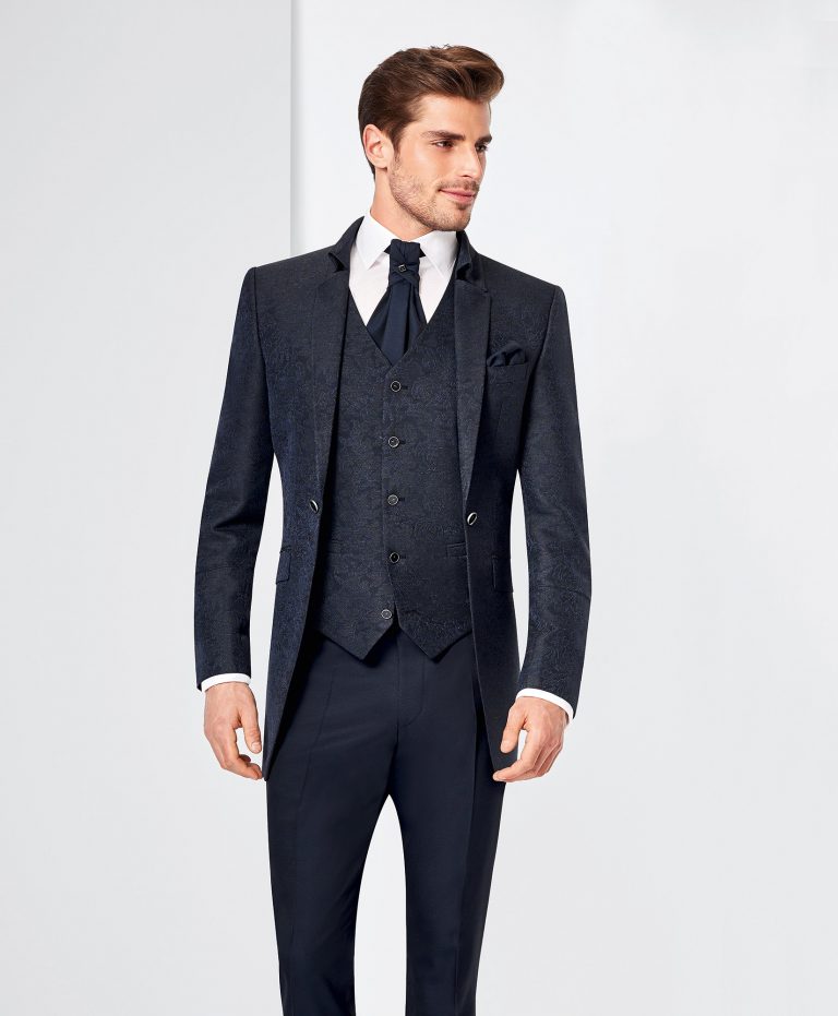 Tziacco Blue Patterned 3 Piece Wedding Suit - Tom Murphy's Formal and ...