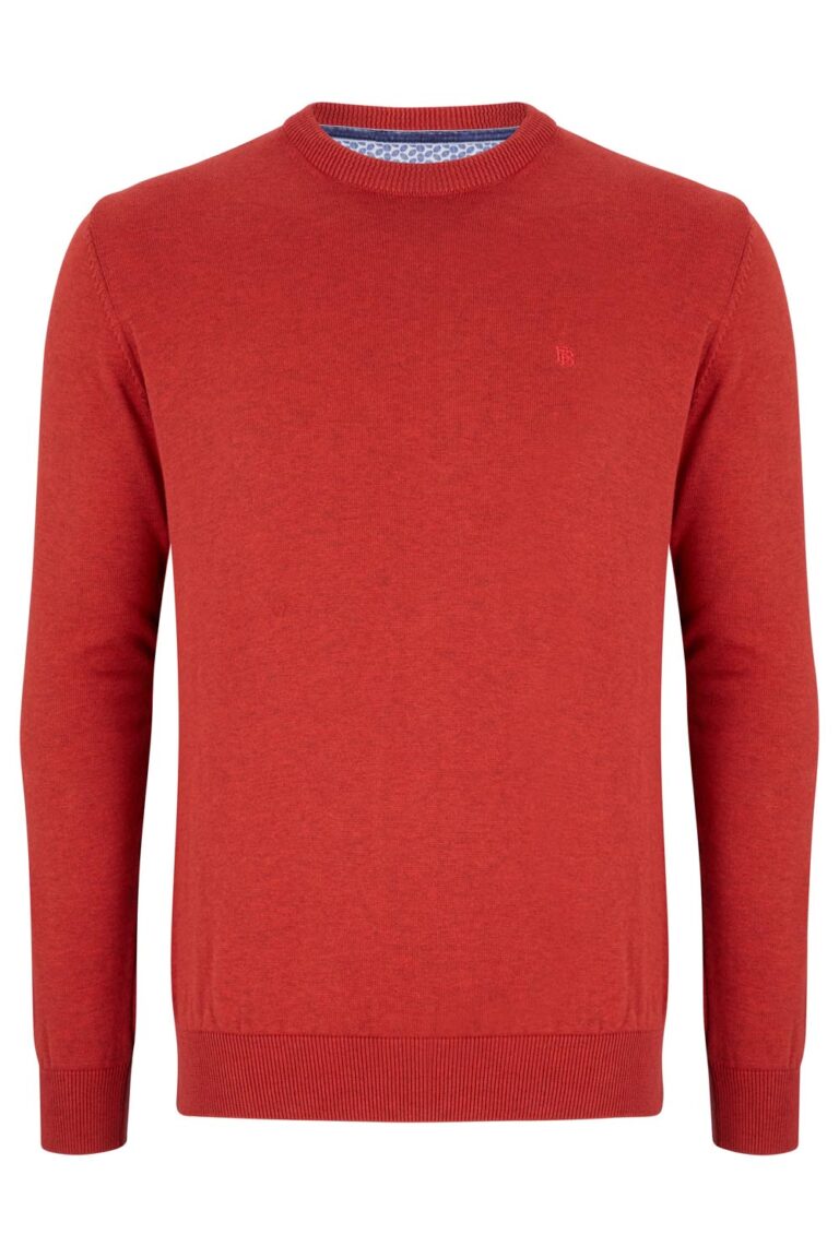 Sunset Red Crew Neck Jumper - Tom Murphy's Formal and Menswear