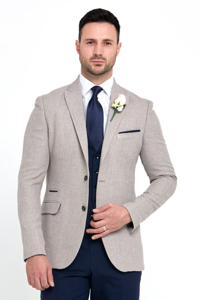 Simon Beige Jacket Navy Wedding Suit Tom Murphy's Formal