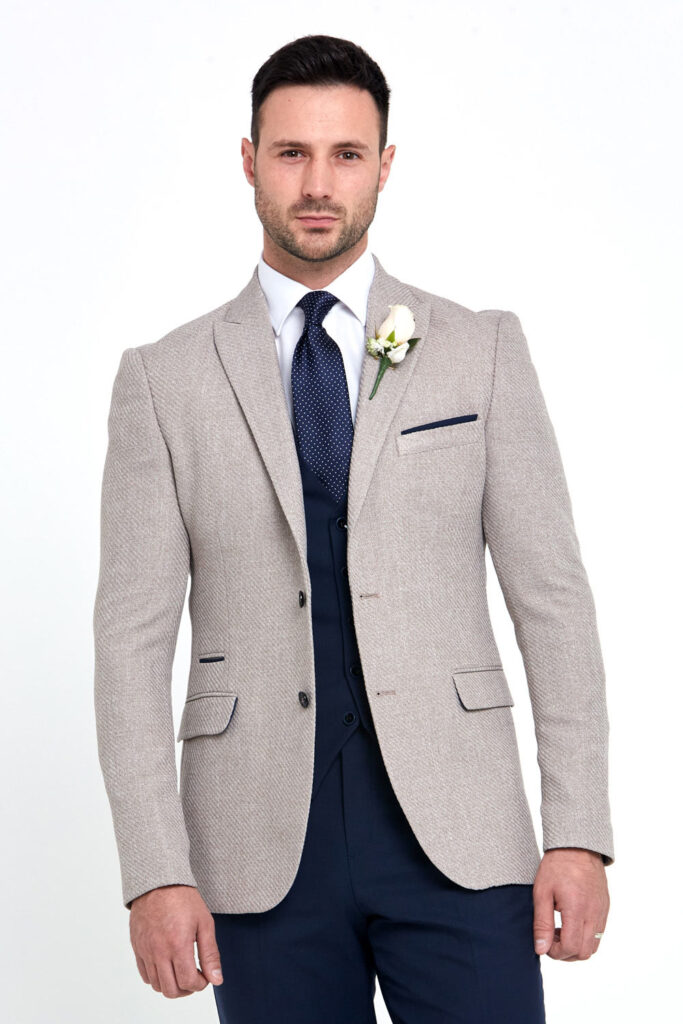 Simon Beige Jacket Navy Wedding Suit Tom Murphy's Formal