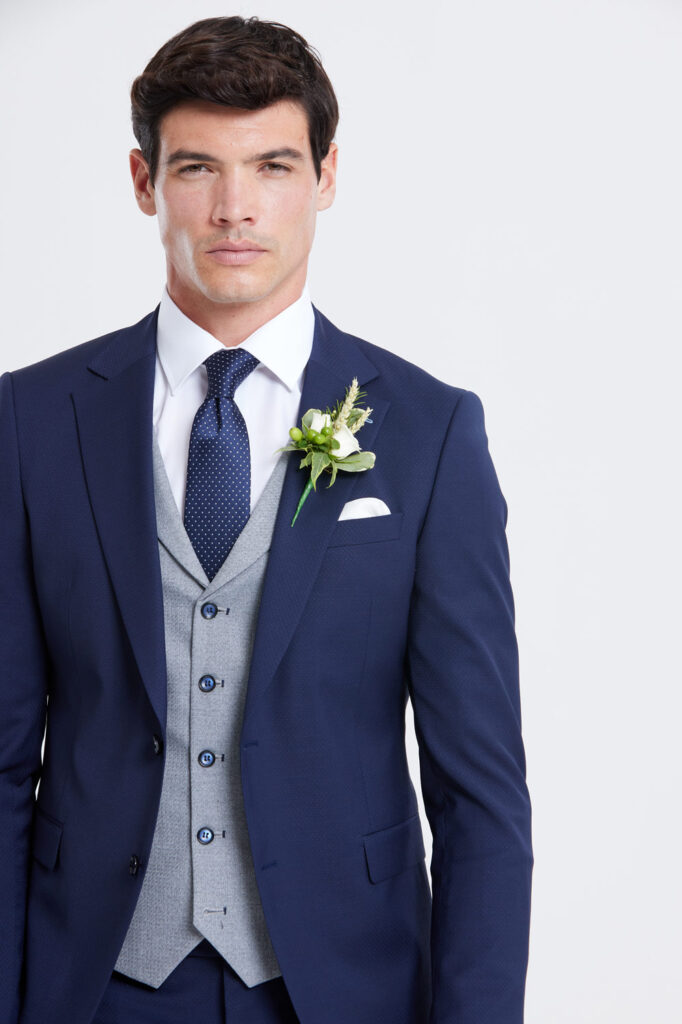 James Navy 3 Piece Wedding Suit Grey Waistcoat - Tom Murphy's Formal ...