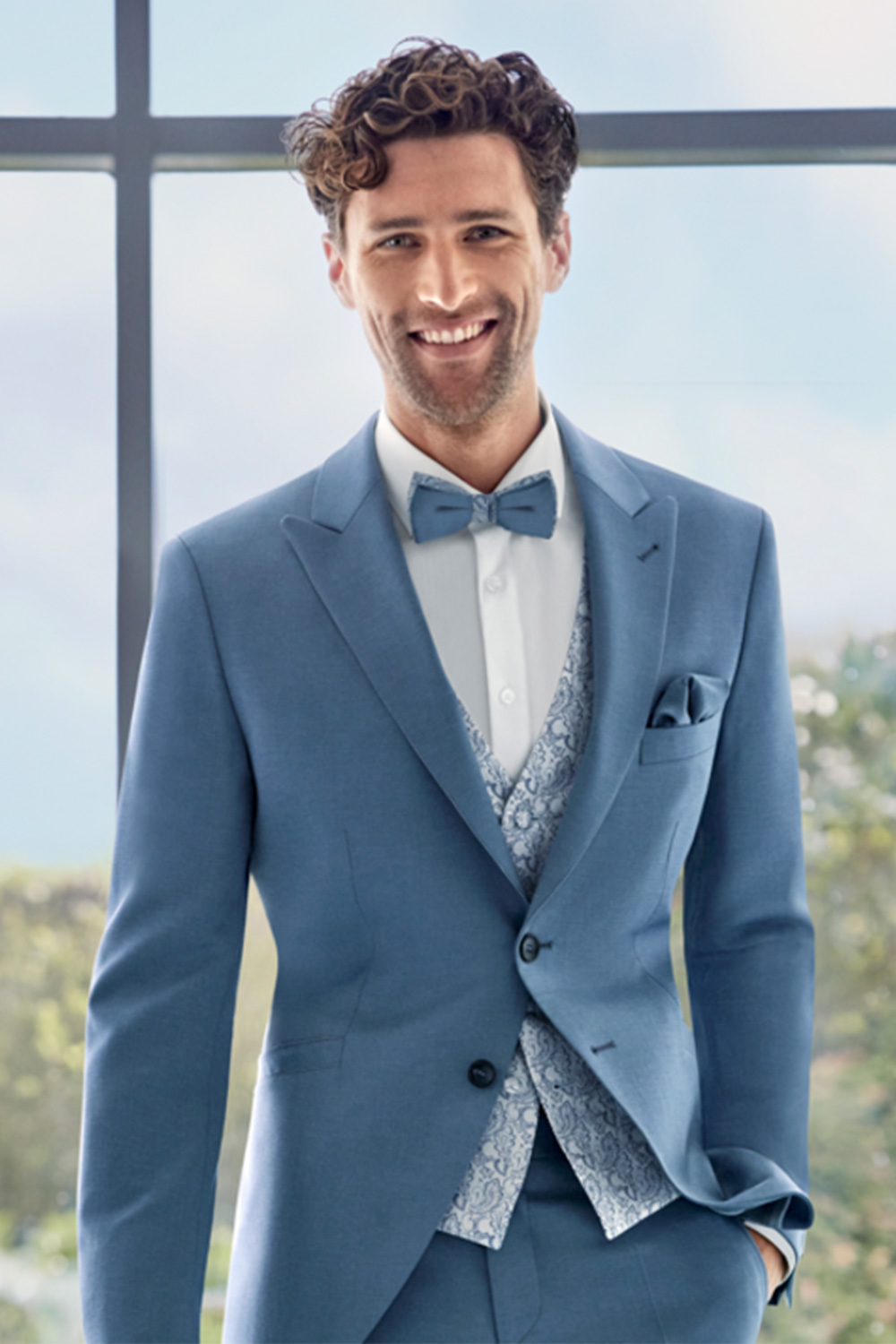 Buy Trulyfeb Light Blue Waistcoat  Trouser Suit for Mens 34 at Amazonin